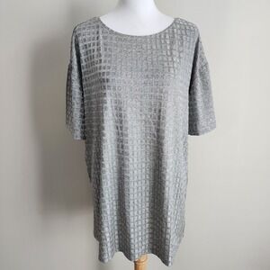 Philosophy Silver Tunic Top Womens 1X Plus Size Shirt Disco Party Office Elegant